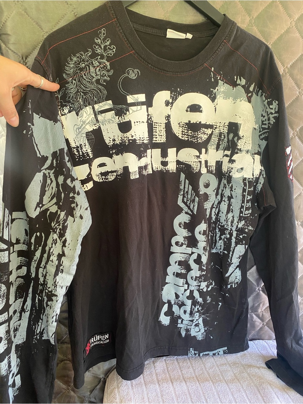 Vintage Rufen Industrial Graphic Long Sleeve T-Shirt / Y2K Cyber Punk XL